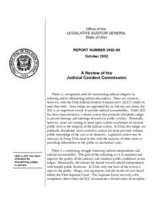 Office of the LEGISLATIVE AUDITOR GENERAL State of Utah REPORT NUMBER[removed]October 2002