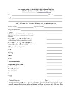 2016 OBA/YLD EXPENSE REIMBURSEMENT CLAIM FORM Must be submitted no more than 45 days from event. Submit this form and documentation to  Name:_______________________________________________________