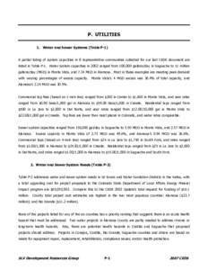 P. UTILITIES 1. Water and Sewer Systems (Table P-1) A partial listing of system capacities in 8 representative communities collected for our last CEDS document are listed in Table P-1. Water system capacities in 2002 ran