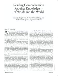Reading Comprehension Required Knowledge - of Words and the World  by E.D. Hirsch, Jr.  - American Educator, Spring 2003