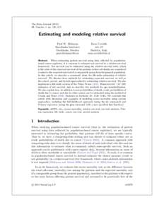 The Stata Journal, Number 1, pp. 186–215 Estimating and modeling relative survival Paul W. Dickman Karolinska Institutet