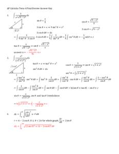 AP Calculus Term 4 Final Review Answer Key 1. ∫  1