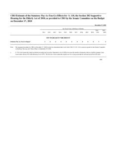 CBO Estimate of the Statutory Pay-As-You-Go Effects for S. 118, the Section 202 Supportive Housing for the Elderly Act of 2010, as provided to CBO by the Senate Committee on the Budget on December 17, 2010 December 17, 2