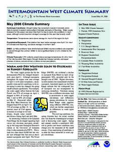 Intermountain West Climate Summary by The Western Water Assessment Issued May 19, 2006  May 2006 Climate Summary