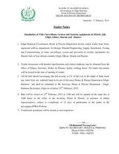 No.SOH-21/ Dev/ESP/2014(F&A) Government of Gilgit-Baltistan Home & Prisons Department GILGIT-BALTISTAN SECRETARIAT Dated the 5th February, 2015.