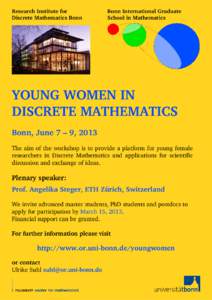 Research Institute for  Discrete Mathematics Bonn      Bonn International Graduate  School in Mathematics 