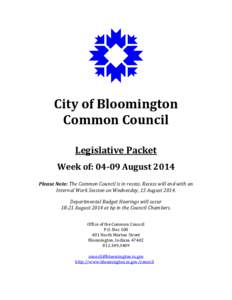 City	of	Bloomington	 Common	Council Legislative	Packet