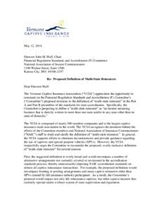 May 12, 2014  Director John M. Huff, Chair Financial Regulation Standards and Accreditation (F) Committee National Association of Insurer Commissioners 1100 Walnut Street, Suite 1500