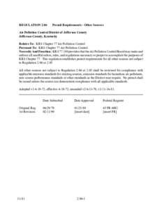 REGULATION[removed]Permit Requirements - Other Sources Air Pollution Control District of Jefferson County Jefferson County, Kentucky