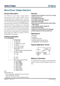 RT9819 Micro-Power Voltage Detectors General Description Features