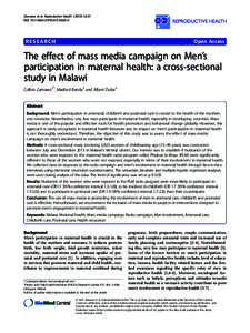 The effect of mass media campaign on MenŁs participation in maternal health: a cross-sectional study in Malawi