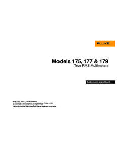 Models 175, 177 & 179 True RMS Multimeters Bedienungshandbuch  May 2003 Rev. 1, [removed]German)