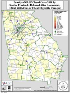 Density of GLSP Closed Cases 2000 by Service Provided - Referred After Assessment, Client Withdrew, or Client Eligibility Changed Fannin  Towns