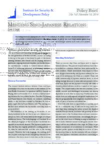 Policy Brief  No. 165 November 18, 2014 Mending Sino-Japanese Relations Lars Vargö