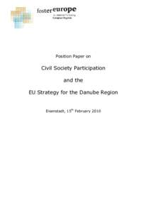Position Paper on   Civil Society Participation  and the  EU Strategy for the Danube Region 