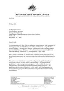 ADMINISTRATIVE REVIEW COUNCIL[removed]May[removed]Dr Wendy Southern