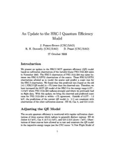 An Update to the HRC-I Quantum EÆ
ien
y Model J. Posson-Brown (CXC/SAO) R. H. Donnelly (CXC/SAO)  D. Pease (CXC/SAO)