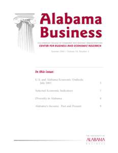 CULVERHOUSE COLLEGE OF COMMERCE AND BUSINESS ADMINISTRATION  CENTER FOR BUSINESS AND ECONOMIC RESEARCH Summer[removed]Volume 70, Number 3  In this issue: