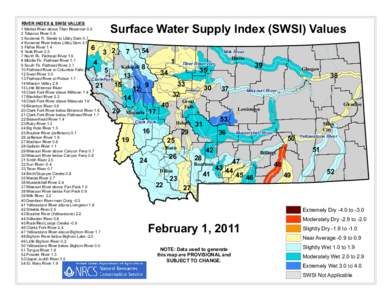 Surface Water Supply Index (SWSI) Values  RIVER INDEX & SWSI VALUES 1 Marias River above Tiber Reservoir[removed]Tobacco River 0.9