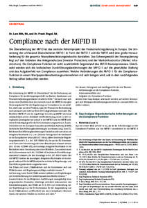 Röh/Zingel, Compliance nach der MiFID II  BEITRÄGE COMPLIANCE MANAGEMENT 429