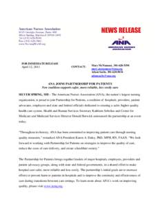 FOR IMMEDIATE RELEASE CONTACT: April 12, 2011  Mary McNamara, [removed]