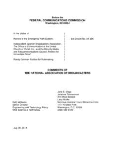 Before the  FEDERAL COMMUNICATIONS COMMISSION Washington, DC[removed]In the Matter of