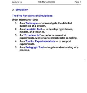 Lecture 1a  R.E.Marks © 2005 Page 1