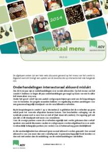 Syndicaal menu[removed]De afgelopen weken zijn een hele reeks discussies gevoerd op het niveau van het comité A. Bijgaand overzicht brengt een update van de kwesties die op intersectorieel vlak hangende zijn.