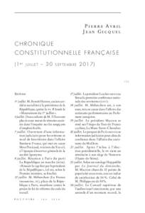 P i e r r e Av r i l Jean Gicquel CHRONIQUE CONSTITUTIONNELLE FRANÇAISE ( 1 er  j u i l l e t   –   3 0   s e p t e m b r e )