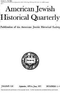 Cover 1 -- No Title American Jewish Historical Quarterly[removed]); Sep 1970-Jun 1971; 60, 1-4; AJHS Journal pg. I