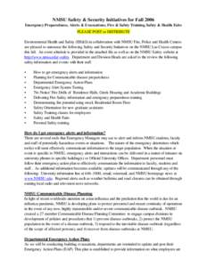 Occupational safety and health / Industrial hygiene / Safety engineering / United States Department of Homeland Security / New Mexico State University / Emergency management / Emergency / Right to know / Firefighter / Health / Public safety / Safety