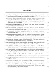 iii  CONTENTS Ryoichi Arai, Hiroshi Fujikawa and Yoshikazu Nagata: Four New Subspecies of Acheilognathus Bitterlings (Cyprinidae: Acheilognathinae) from Japan . . . . . . . . . . . . . . . . . . . . . . . . . . 1 Yukio I