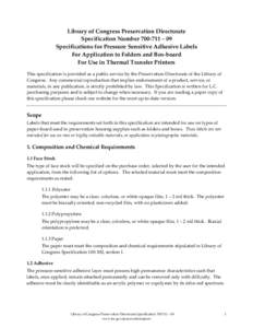 [removed]Specifications for Pressure Sensitive Adhesive Labels for Application to Folders and Box-board for Use in Thermal Transfer Printers