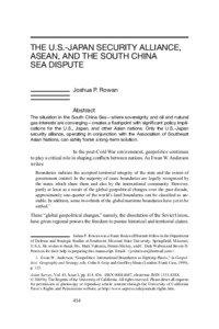 THE U.S.-JAPAN SECURITY ALLIANCE, ASEAN, AND THE SOUTH CHINA SEA DISPUTE