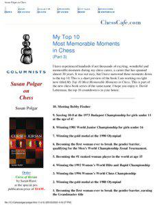 Susan Polgar on Chess  My Top 10