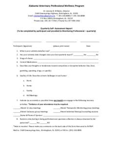 Alabama Veterinary Professional Wellness Program Dr. Jerome B. Williams, Director 2148 Greensprings Highway, Birmingham, ALEmail:  T: | F: P.O Box 19906, Birmingham