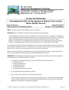 San Juan County  Community Development & Planning 135 Rhone Street, P.O. Box 947 Friday Harbor, WA[removed][removed]2116 Fax[removed]removed] | www.sanjuanco.com