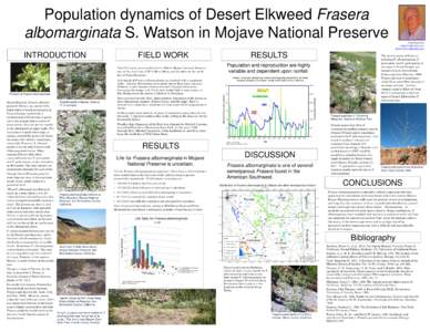 Population dynamics of Desert Elkweed Frasera albomarginata S. Watson in Mojave National Preserve Tom Schweich  http://www.schweich.com