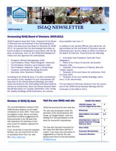 International Society of Indoor Air Quality and Climate—ISIAQ Secretariat ISIAQ Newsletter  2009