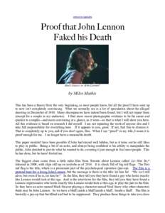 return to updates  Proof that John Lennon Faked his Death  Mark Staycer or John Lennon?