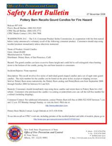 Candle / Bethesda /  Maryland / U.S. Consumer Product Safety Commission / Pottery Barn