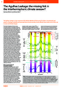 22   SCIENCE HIGHLIGHTS: Glacial terminations and interglacials The Agulhas Leakage: the missing link in the interhemispheric climate seesaw?