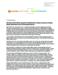 RHM HC HealthCentral_PressRelease_112911_9am