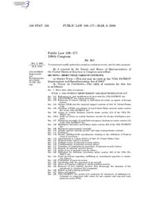 120 STAT[removed]PUBLIC LAW 109–177—MAR. 9, 2006 Public Law 109–177 109th Congress