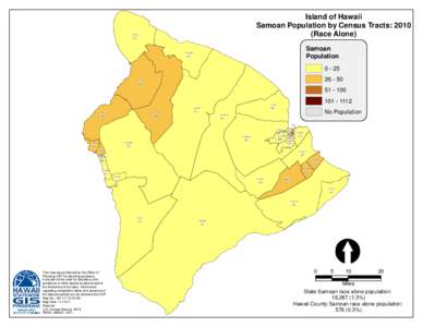 Island of Hawaii Samoan Population by Census Tracts: 2010 (Race Alone) CT 218 6