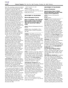 [removed]Federal Register / Vol. 68, No[removed]Tuesday, October 28, [removed]Notices land. The remaining unreserved mineral interests have no known mineral value.