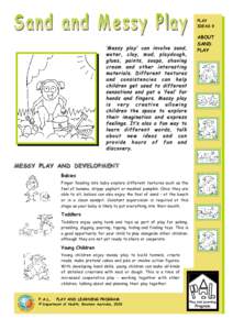 Play and Learn Fact Sheet No 9 - Sand Play