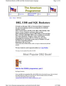 Mainframe Books on DB2 and SQL structured query language  Page 1 of 10 The American Programmer