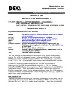 Remediation and Redevelopment Division Michigan Department of Environmental Quality December 10, 2004 RRD OPERATIONAL MEMORANDUM NO. 1 SUBJECT: TECHNICAL SUPPORT DOCUMENT - ATTACHMENT 3