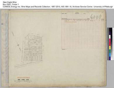 New Eagle Mine Box 232C, Folder 1 CONSOL Energy Inc. Mine Maps and Records Collection, [removed], AIS[removed], Archives Service Center, University of Pittsburgh 